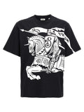 T-shirt en coton bicolore Burberry, coupe classique avec logo emblématique, image montrant le design et la texture du tissu.