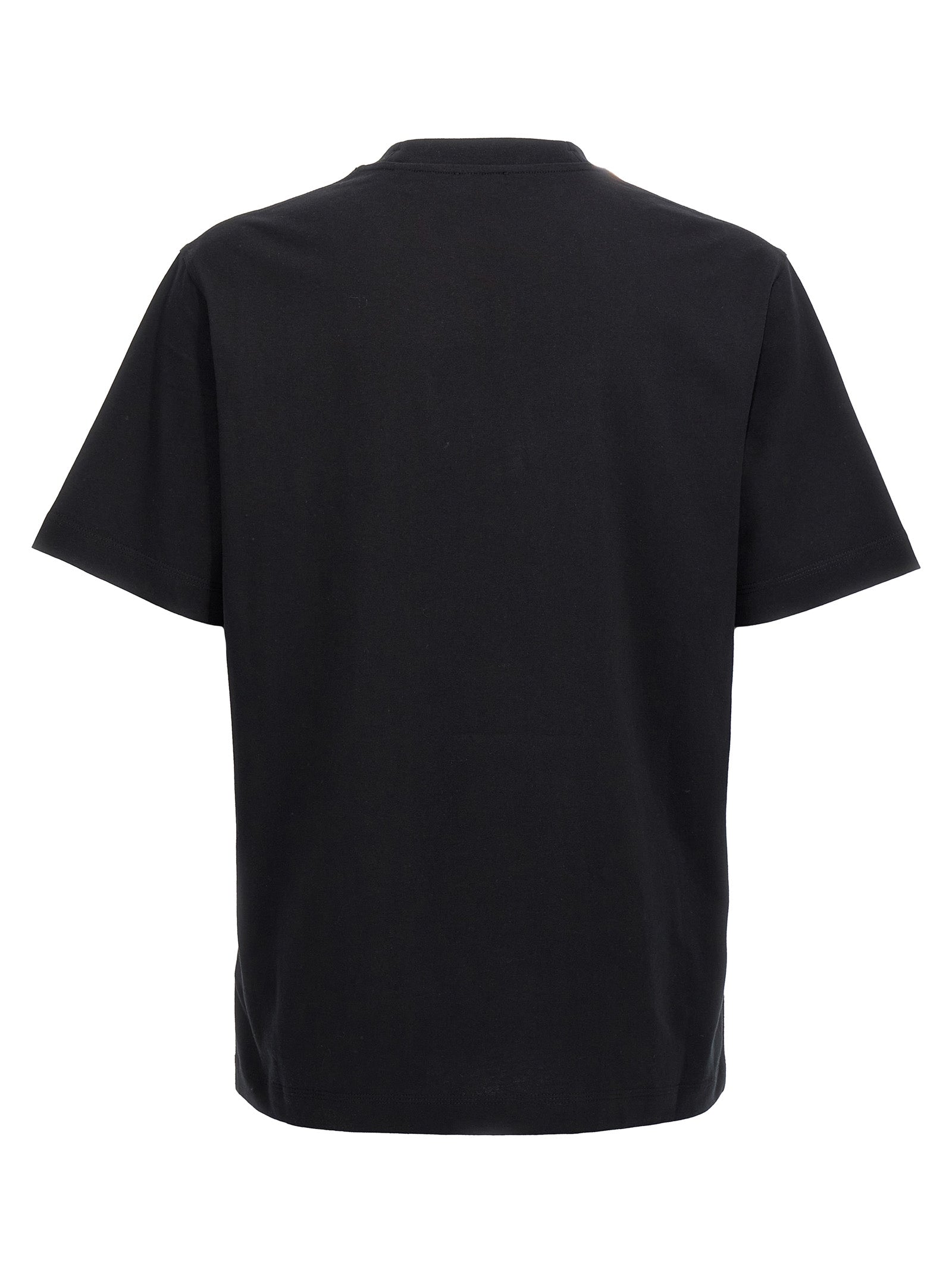 T-shirt en coton bicolore Burberry, coupe classique, avec logo emblématique visible, porté par un mannequin.