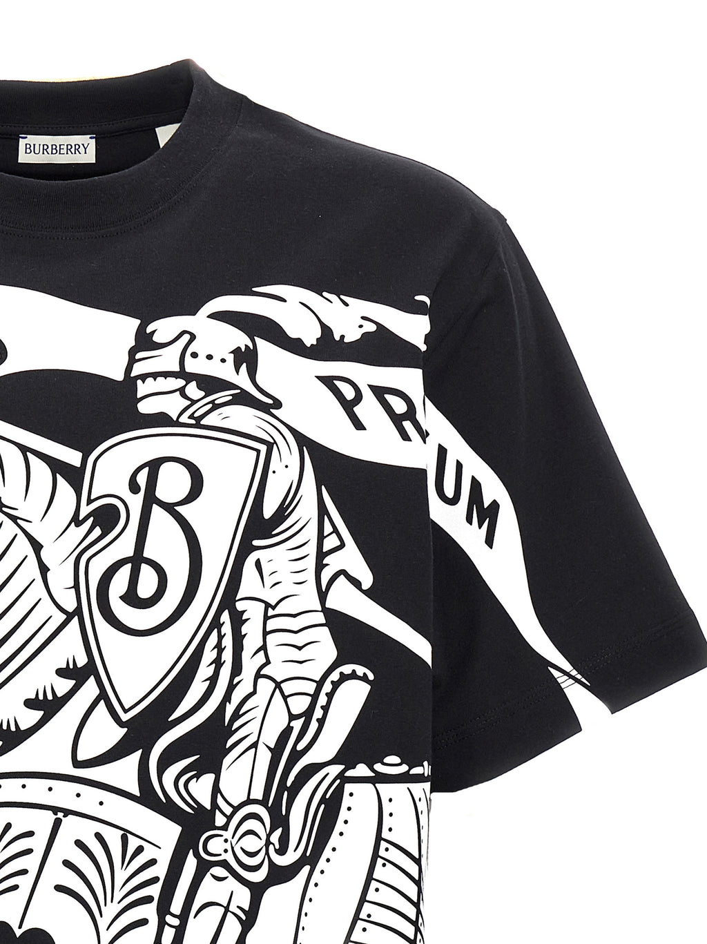 T-shirt en coton bicolore Burberry, coupe classique avec logo emblématique sur la poitrine, tissu doux et confortable.