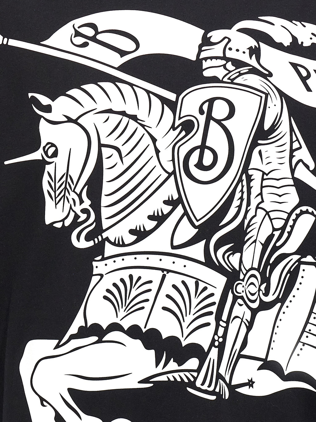 T-shirt en coton bicolore Burberry, coupe classique, avec logo Burberry visible sur la poitrine, porté par un mannequin.