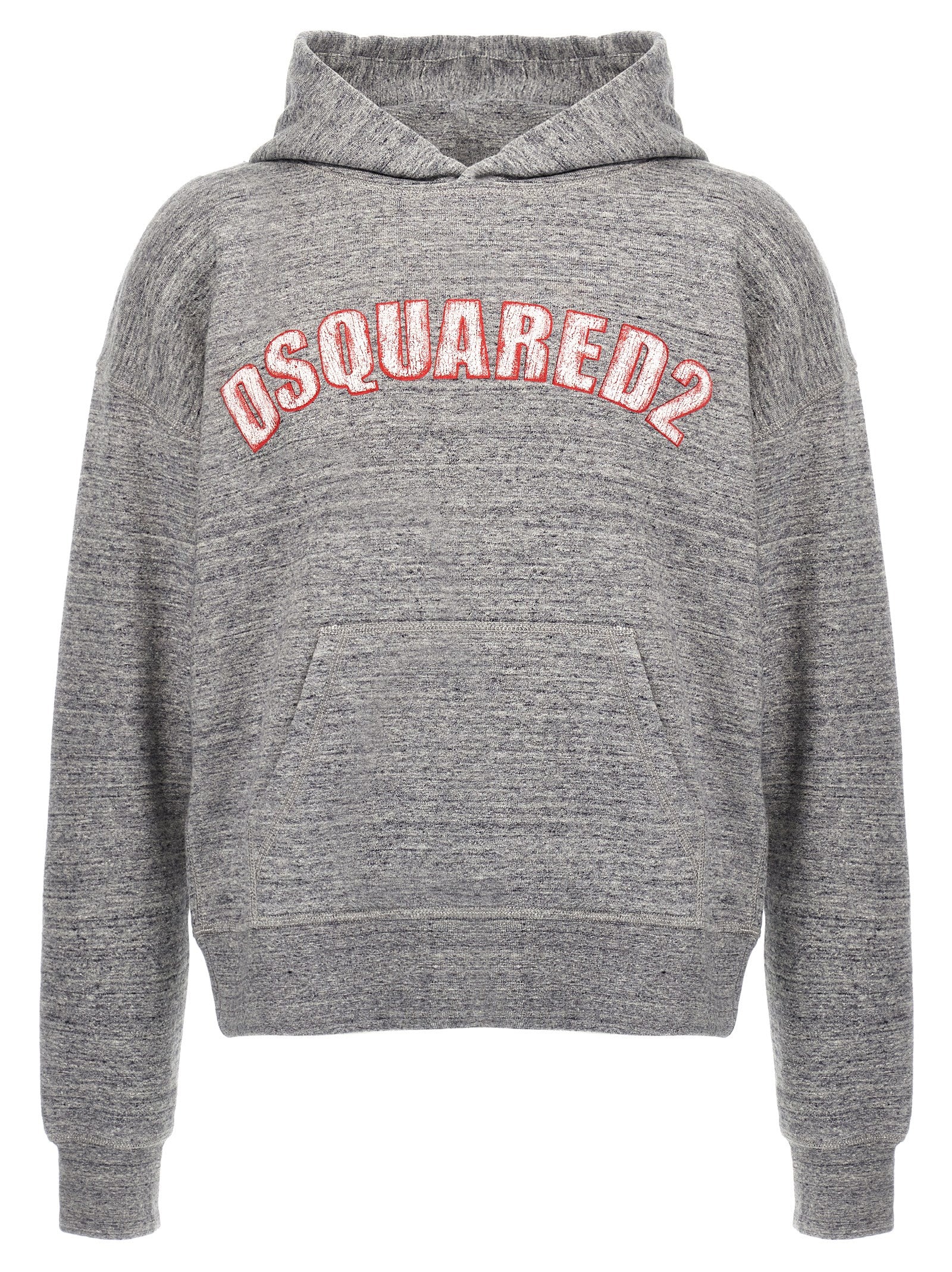 Sweat-shirt gris en coton de la marque Dsquared², coupe décontractée, avec logo discret sur la poitrine.