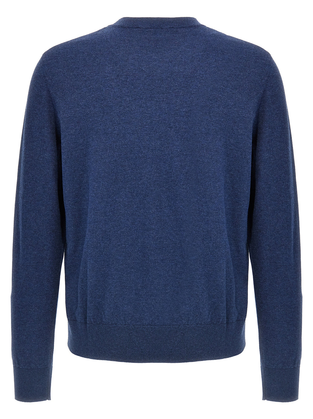 Cardigan en coton bleu Dsquared² avec boutons, porté sur un modèle, détail du tissu et style décontracté.