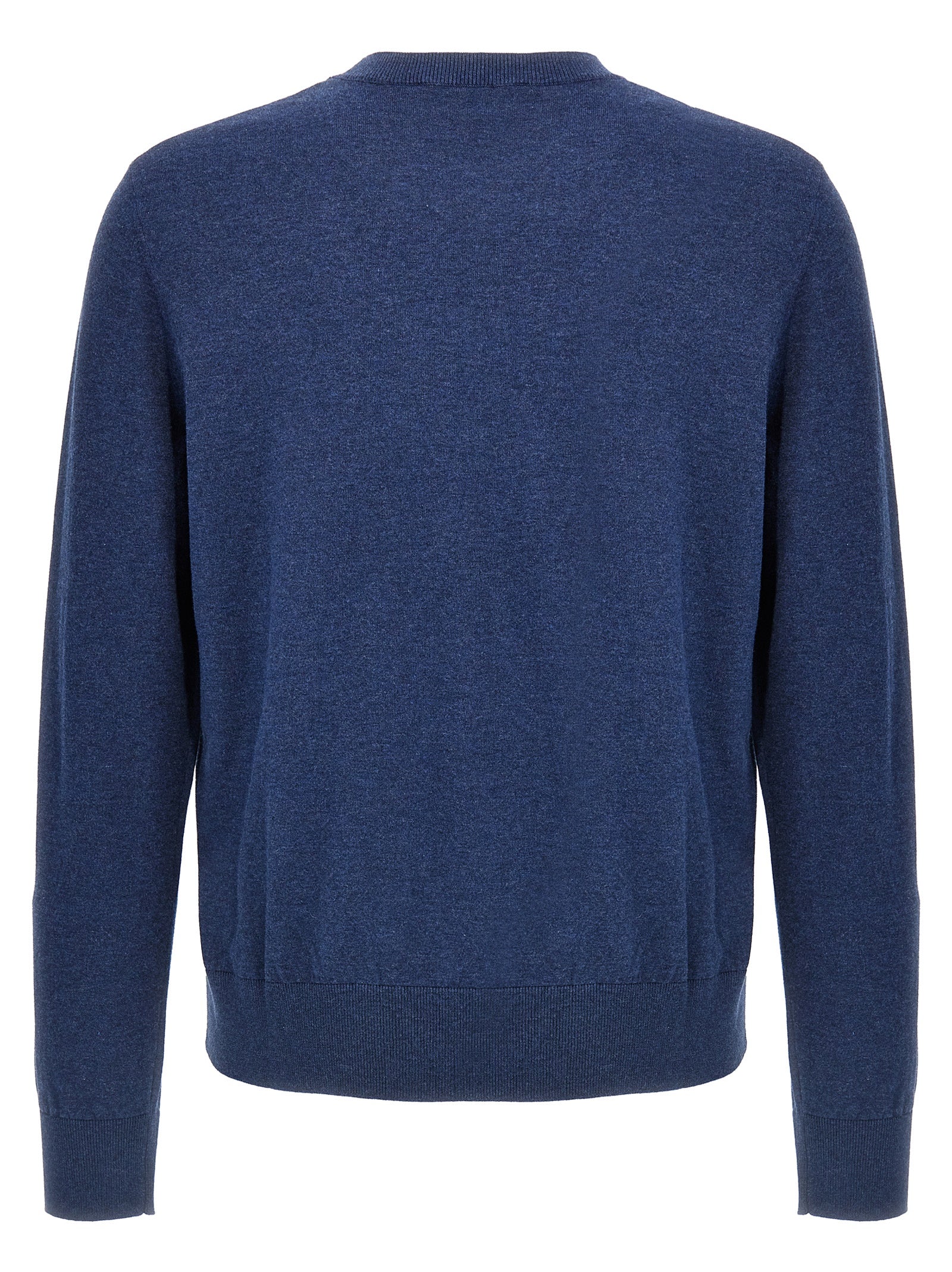 Cardigan en coton bleu Dsquared² avec boutons, porté sur un modèle, détail du tissu et style décontracté.