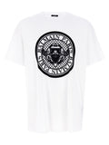 T-shirt en coton bio bicolore de Balmain, coupe moderne et look élégant, visible en image.