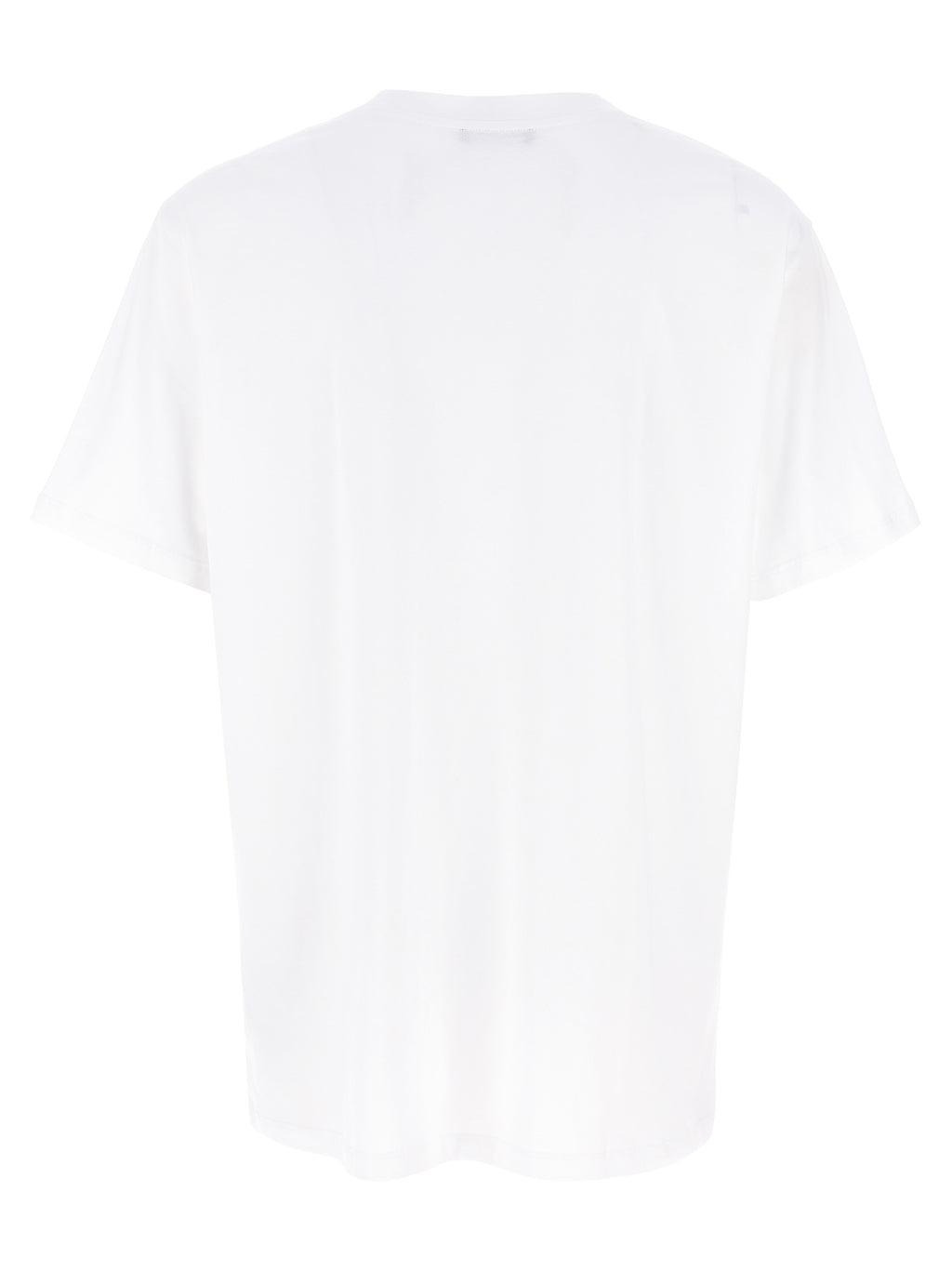 T-shirt bio en coton bicolore Balmain, coupe classique, avec logo discret, porté sur mannequin.