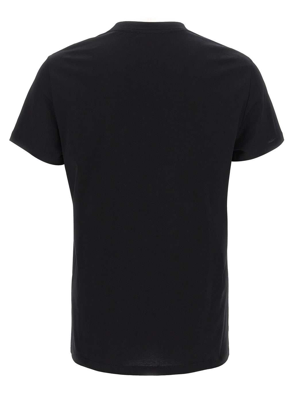 T-shirt noir en coton biologique Balmain, coupe classique, près du corps, avec logo discret sur le devant.
