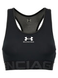 Soutien-gorge de sport noir en polyester Balenciaga, tissu confortable et ajusté pour activité physique.