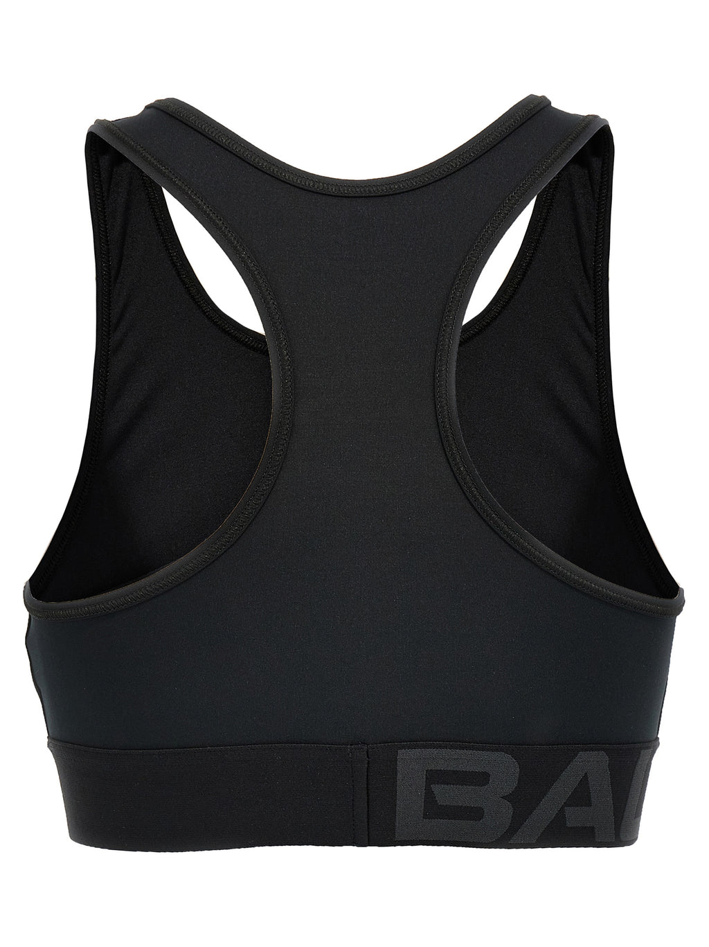 Soutien-gorge de sport balenciaga en polyester noir, ajusté et confortable, adapté à l'activité sportive.