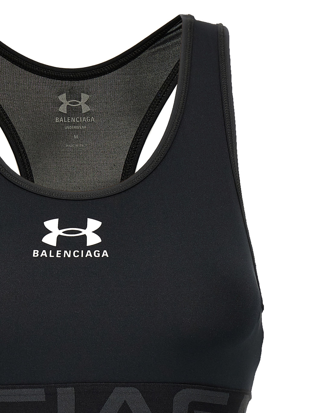Soutien-gorge de sport en polyester noir de Balenciaga, ajusté et confortable, pour athlétisme ou détente.