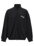 Sweatshirt noire en polyamide de la marque Balenciaga, coupe décontractée avec logo discret sur la poitrine.