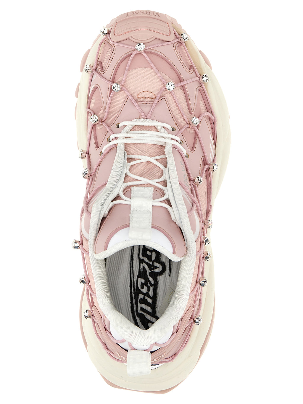 Chaussures de sport multicolores en polyester de la marque Versace, baskets athlétiques tendance et colorées.