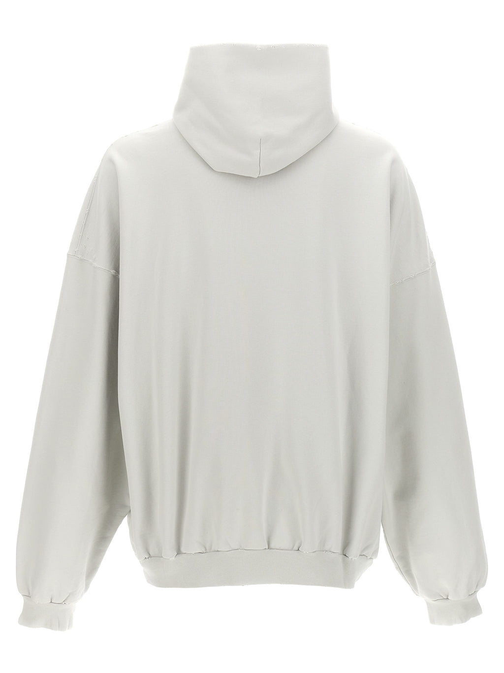 Sweatshirt blanc en coton de Balenciaga, design décontracté avec logo sur la poitrine, vue frontale sur mannequin.