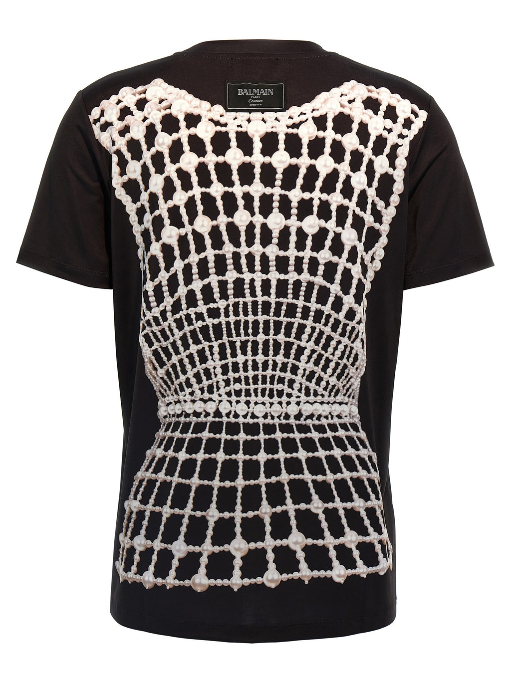 T-shirt noir en coton bio de la marque Balmain, coupe classique avec logo discret sur le devant.