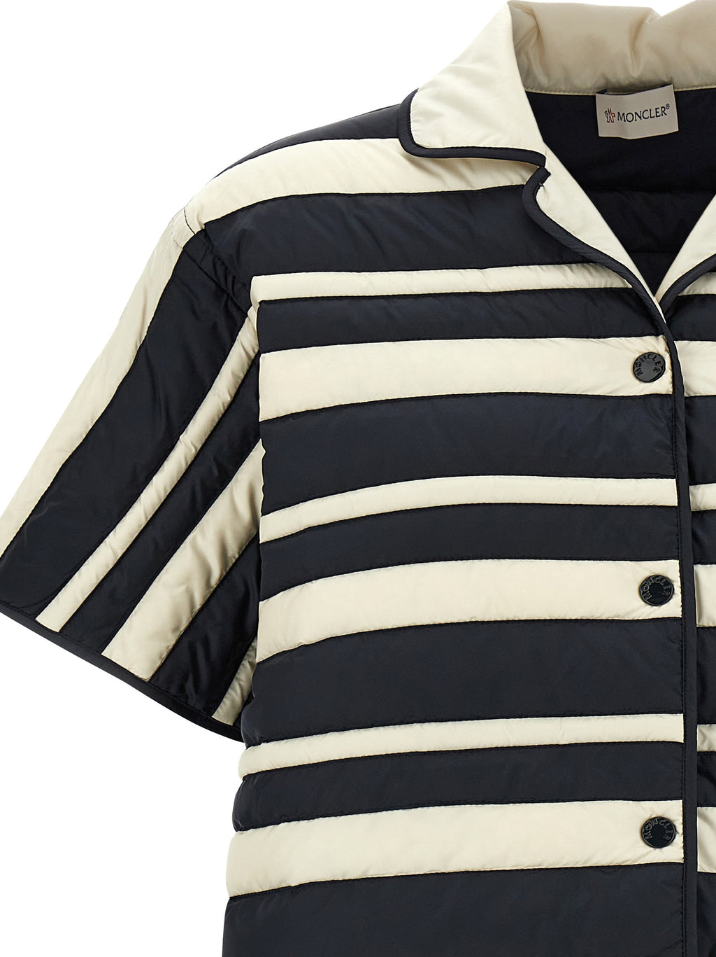 Chemise en polyamide multicolore de Moncler avec design élégant et tissu léger, vue de face montrant les couleurs vives et la texture.