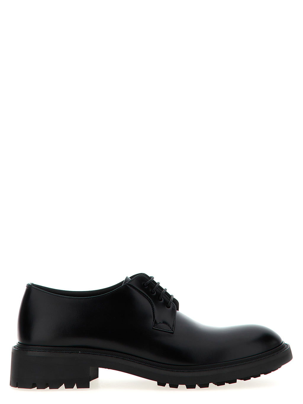 Chaussures Saint Laurent en cuir d'agneau noir, oxfords et derby élégants pour homme, avec couture soignée et semelle en cuir.