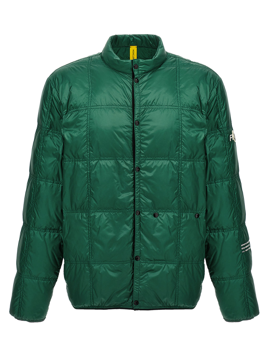 Veste longue bicolore en polyamide de la collection MONCLER GENIUS, avec fermeture éclair et capuche ajustable.