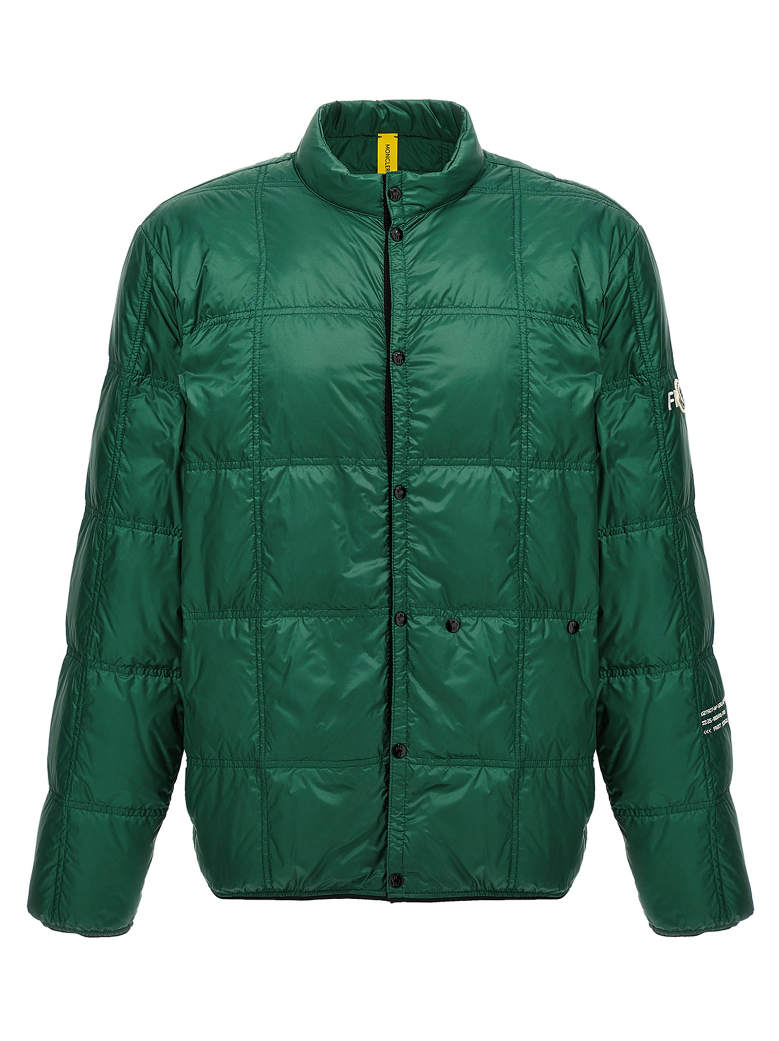 Veste longue bicolore en polyamide de la collection MONCLER GENIUS, avec fermeture éclair et capuche ajustable.