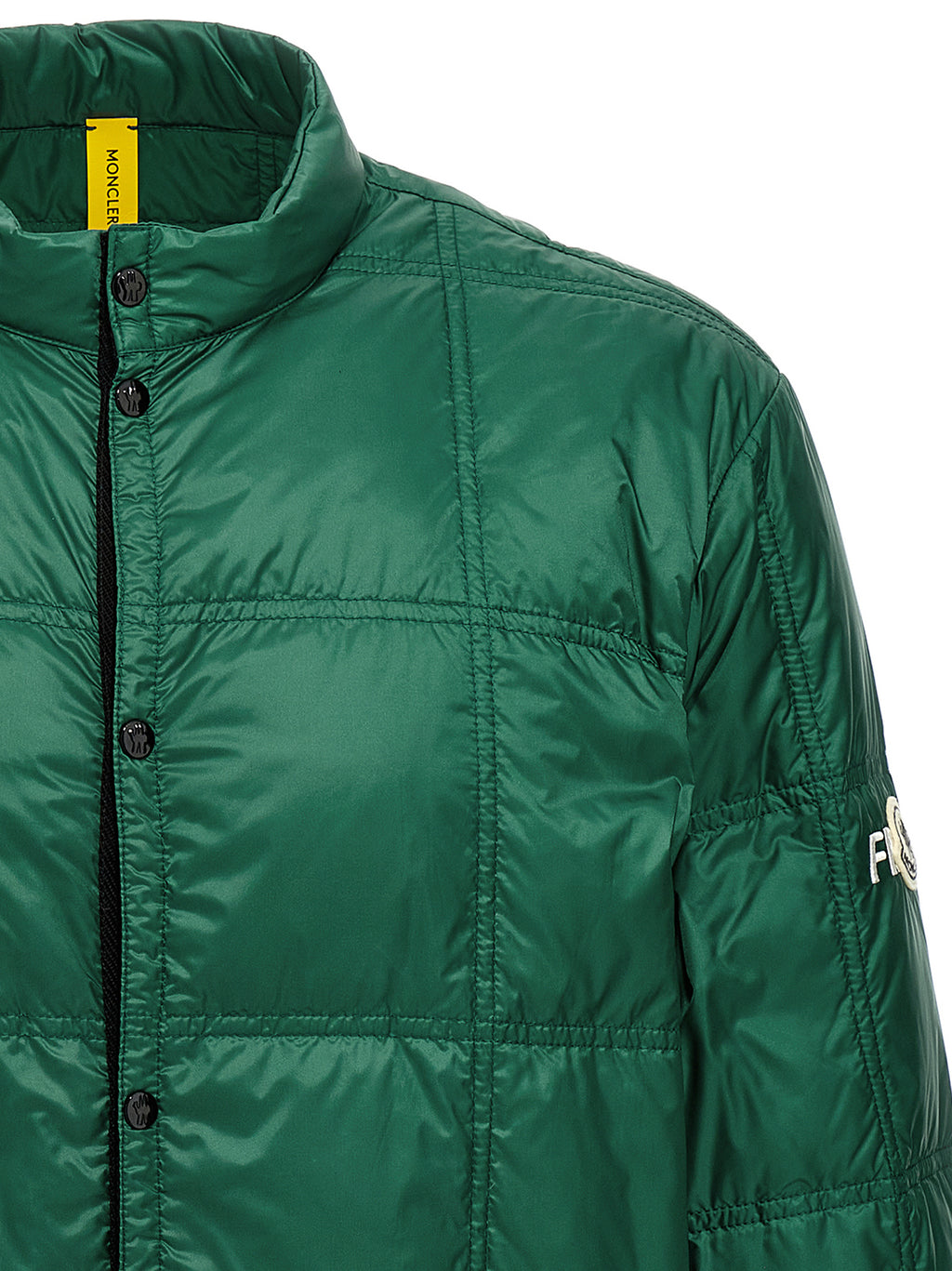 Veste longue bicolore en polyamide de MONCLER GENIUS, style moderne et coupe élégante, visible en détail dans l'image.
