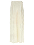 Pantalon casual en soie blanc de Fendi, vue frontale montrant la coupe élégante et la texture douce du tissu.