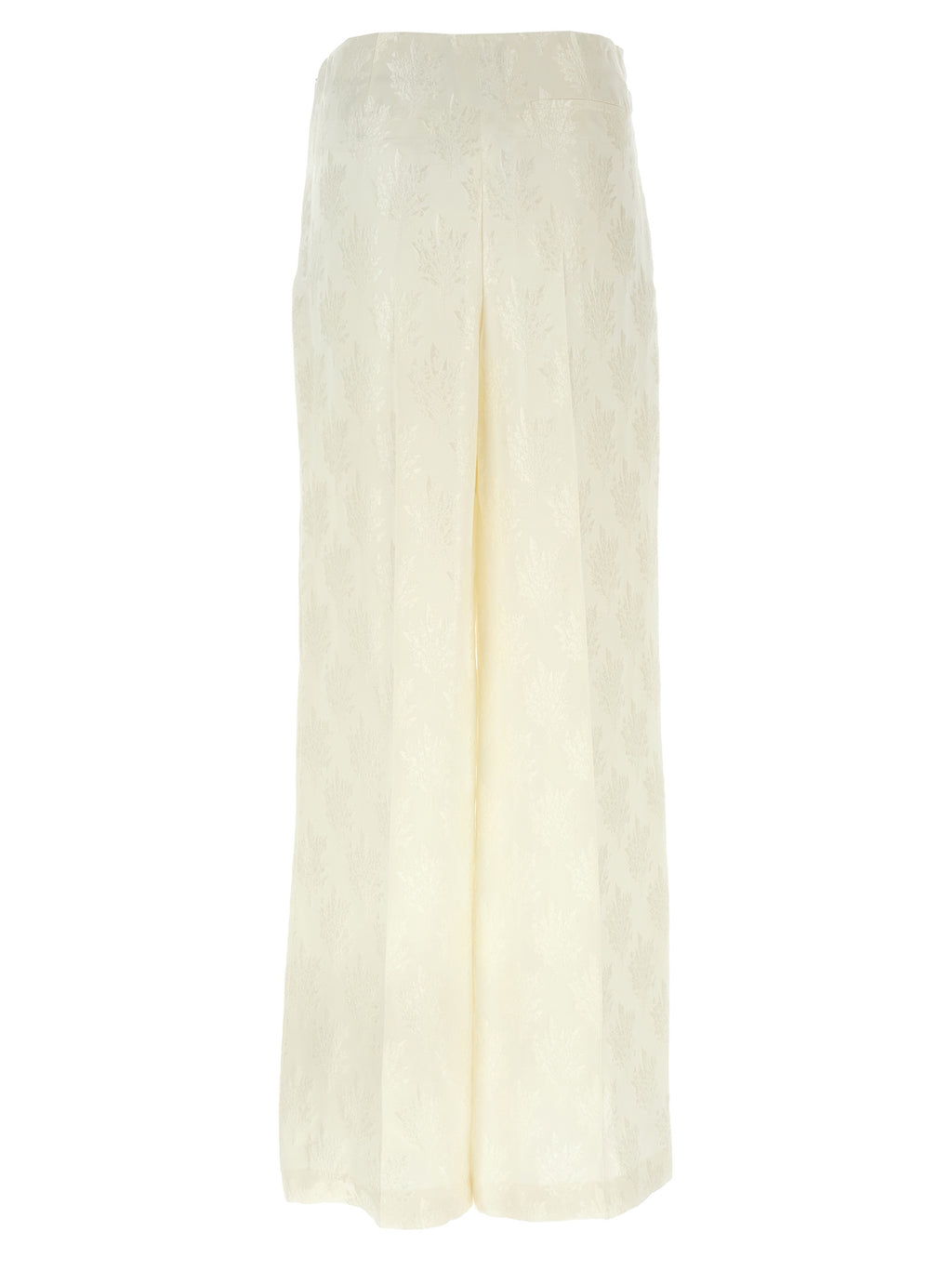 Pantalon décontracté en soie blanche de Fendi, pantalon chic et confortable pour femmes avec coupe élégante.