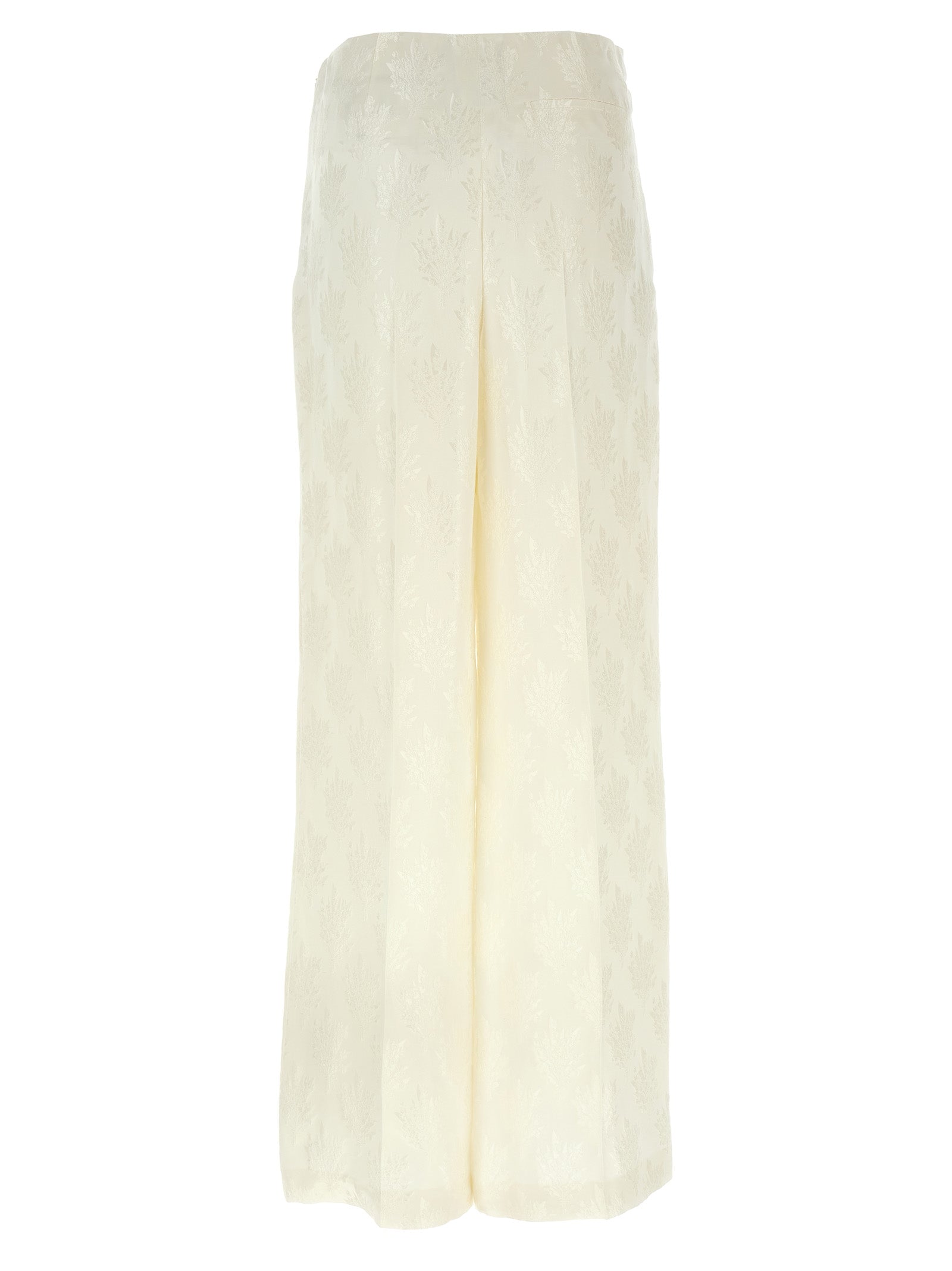 Pantalon décontracté en soie blanche de Fendi, pantalon chic et confortable pour femmes avec coupe élégante.