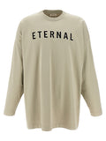 T-shirt gris en coton de la marque Fear Of God, coupe classique et logo discret visible sur le devant.