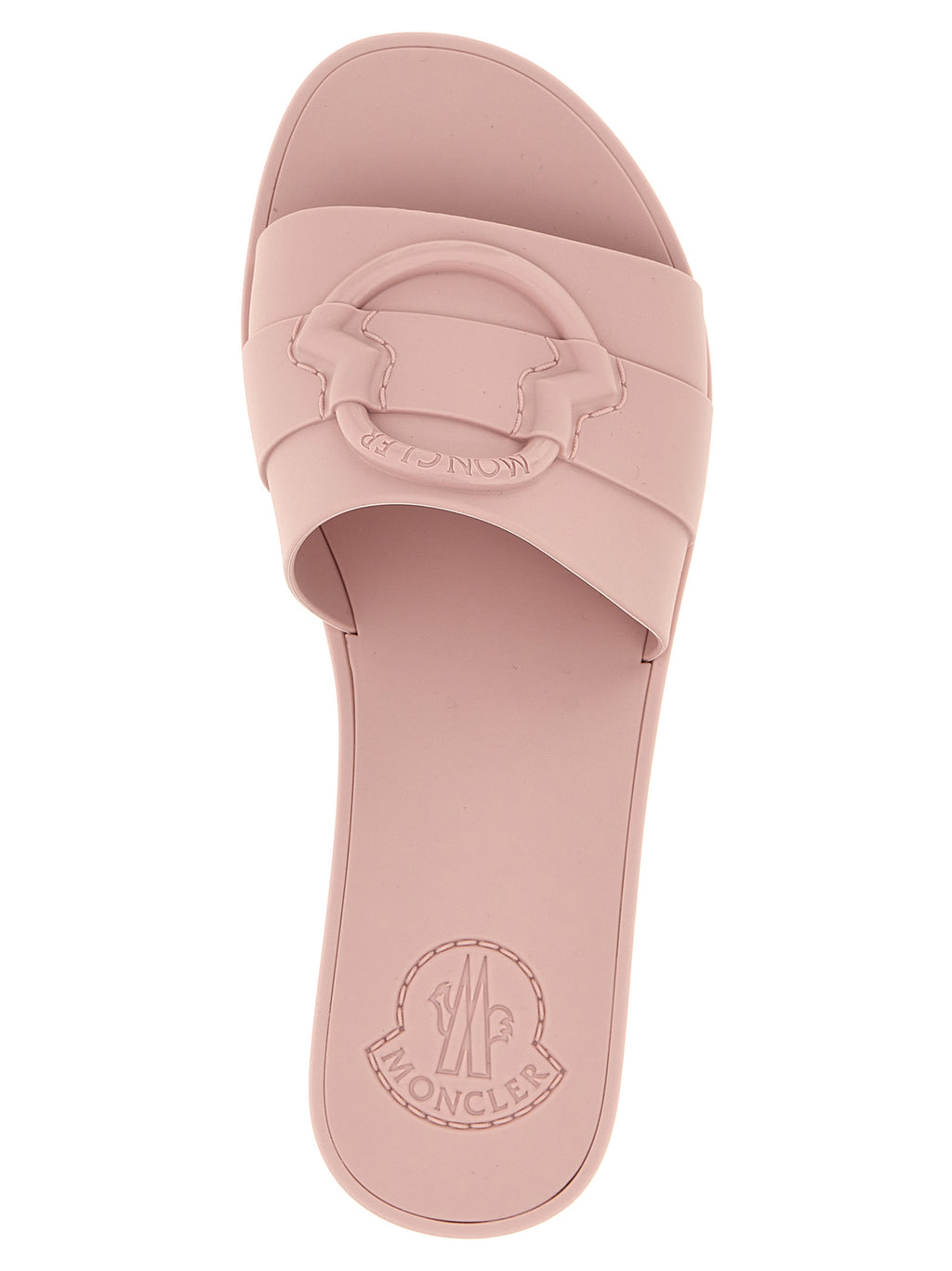 Sandales Moncler multicolores en élasthanne avec semelle plate, idéales pour un style décontracté et tendance.