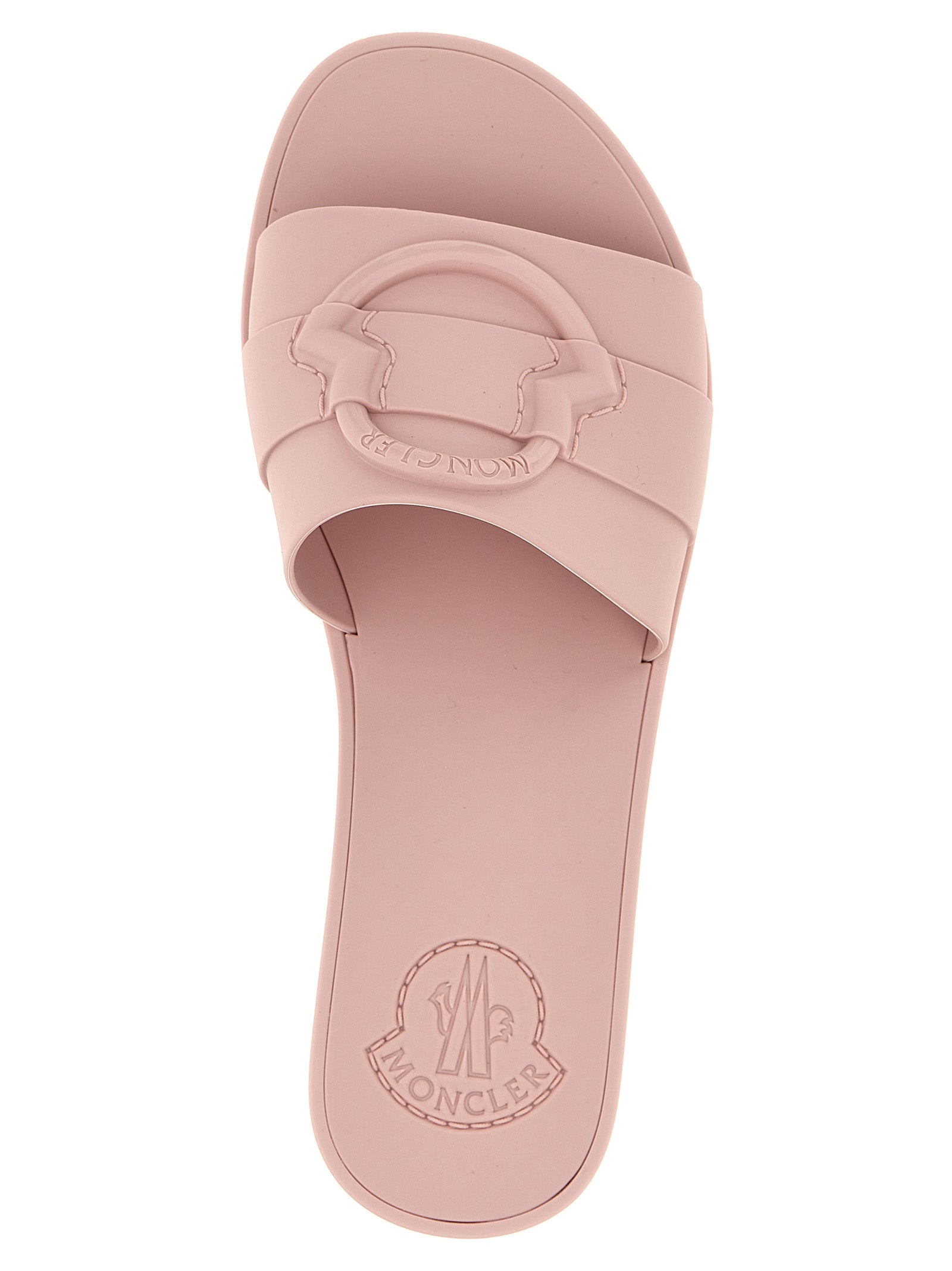 Sandales Moncler multicolores en élasthanne avec semelle plate, idéales pour un style décontracté et tendance.