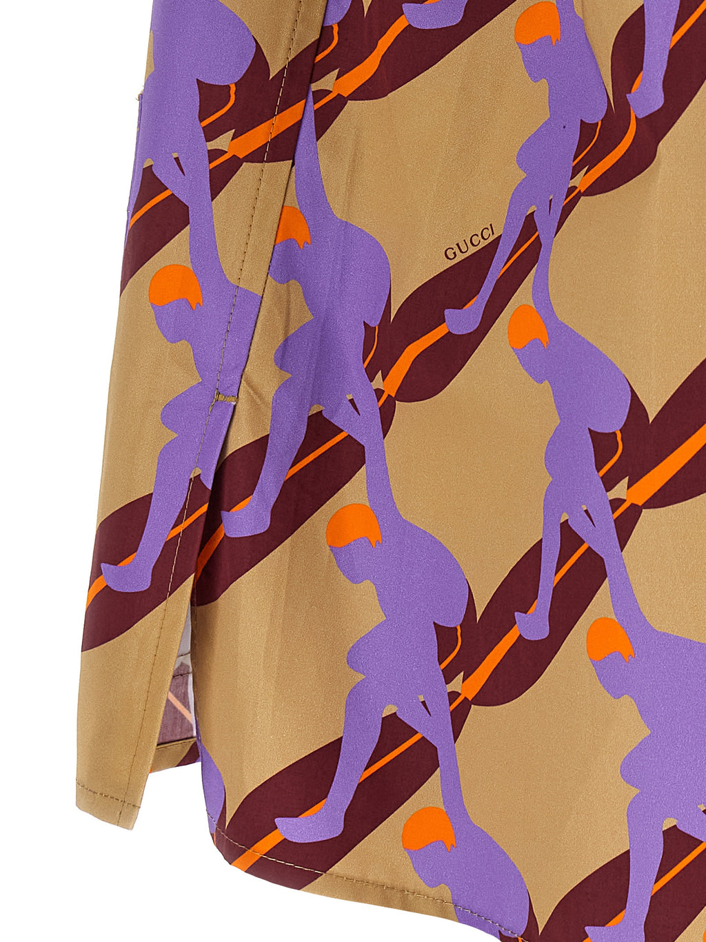 Chemise en coton multicolore Gucci avec motif élégant, manches longues et col classique, vue frontale.