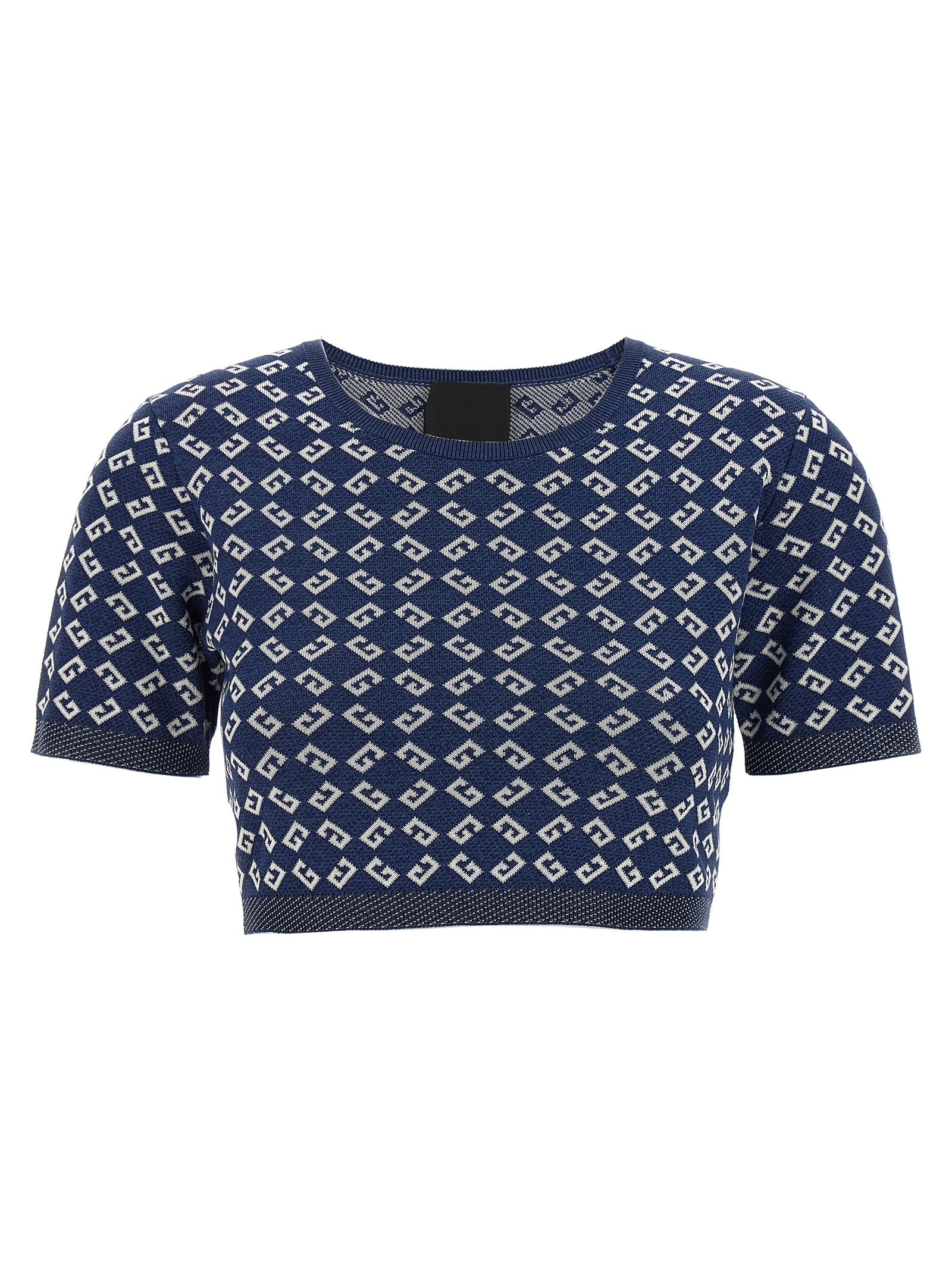 T-shirt en viscose bleue Givenchy avec logo discret, porté sur mannequin, style élégant et moderne.