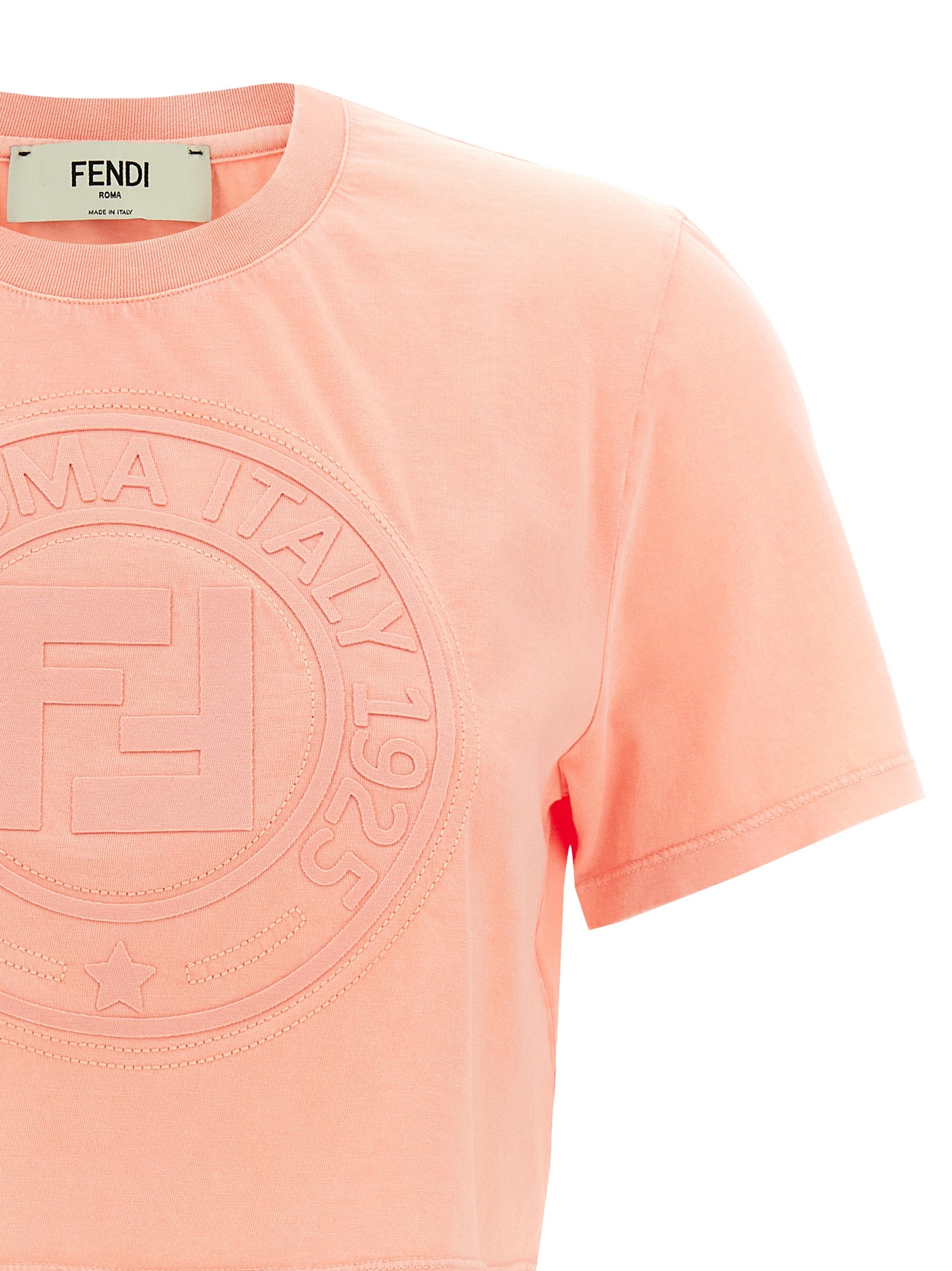T-shirt en coton multicolore de Fendi, style décontracté avec logo sur la poitrine, pour homme ou femme.