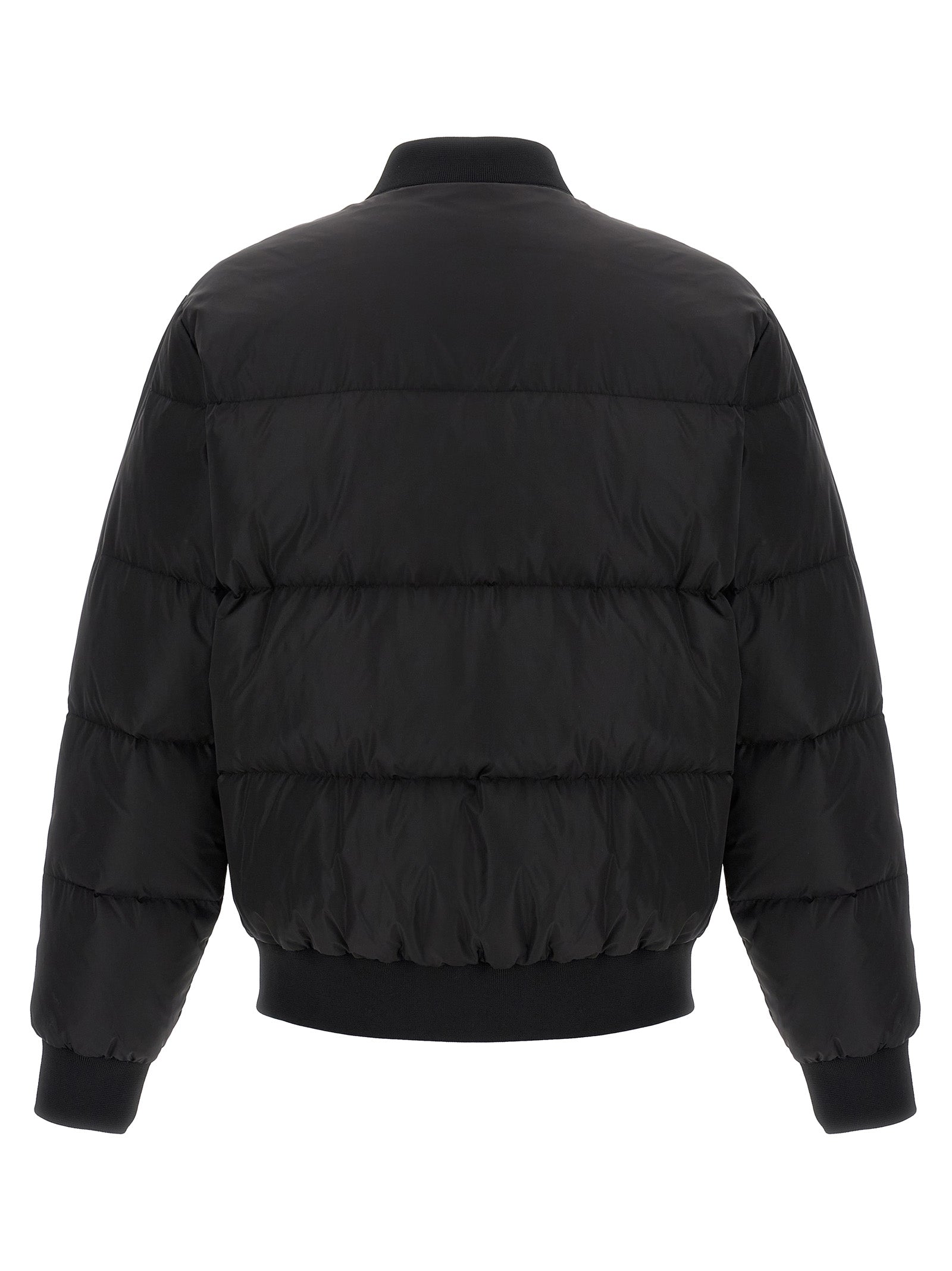 Veste bomber noire en polyamide de la marque Dsquared², coupe élégante et moderne, vue de face sur un fond neutre.
