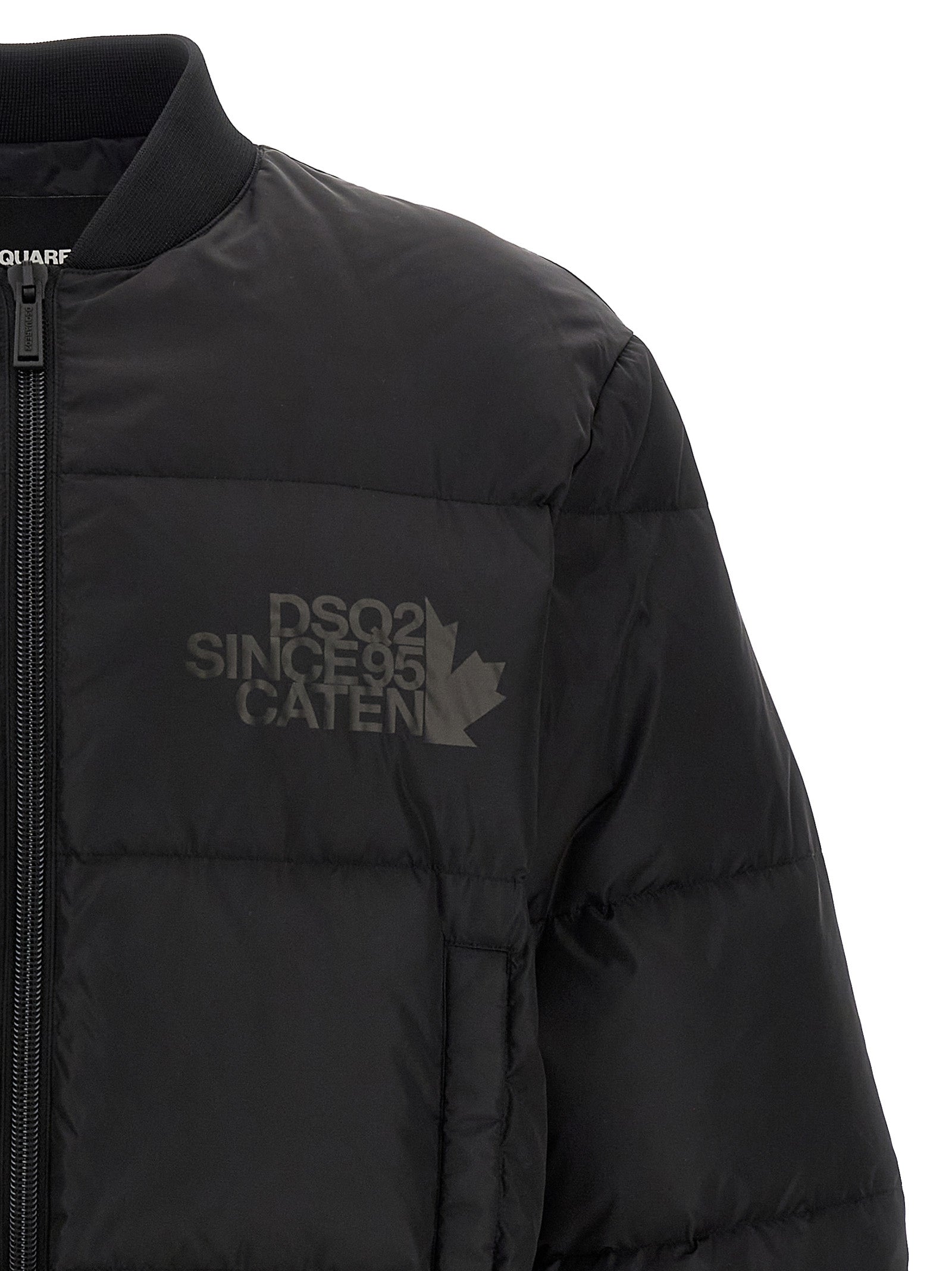 Blouson bomber noir en polyamide de Dsquared², coupe ajustée avec détails stylés et logo discret à l'avant.