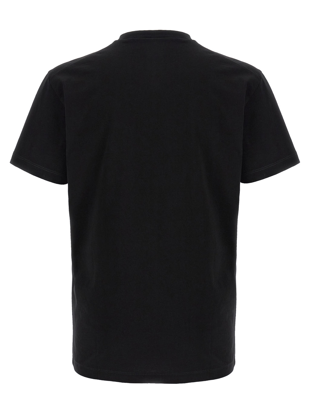T-shirt en coton noir de la marque Dsquared², coupe classique avec logo discret, porté sur un mannequin.