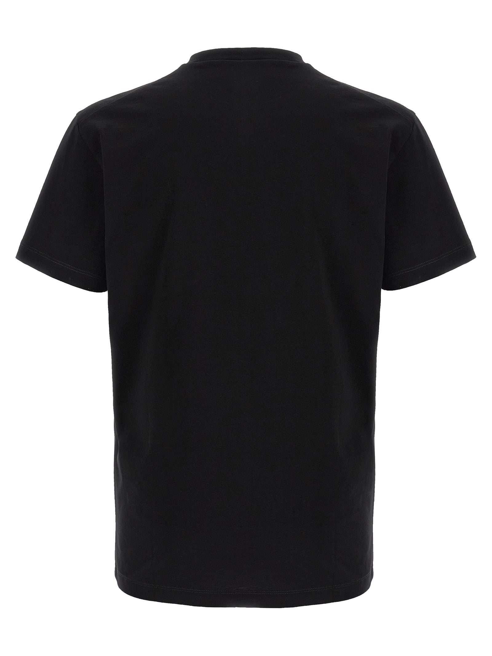 T-shirt en coton noir de la marque Dsquared², coupe classique avec logo discret, porté sur un mannequin.