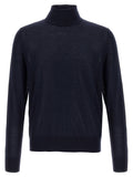 Cardigan en laine vierge bleue Dsquared² porté avec col en V et manches longues, détails élégants et texture douce visible.