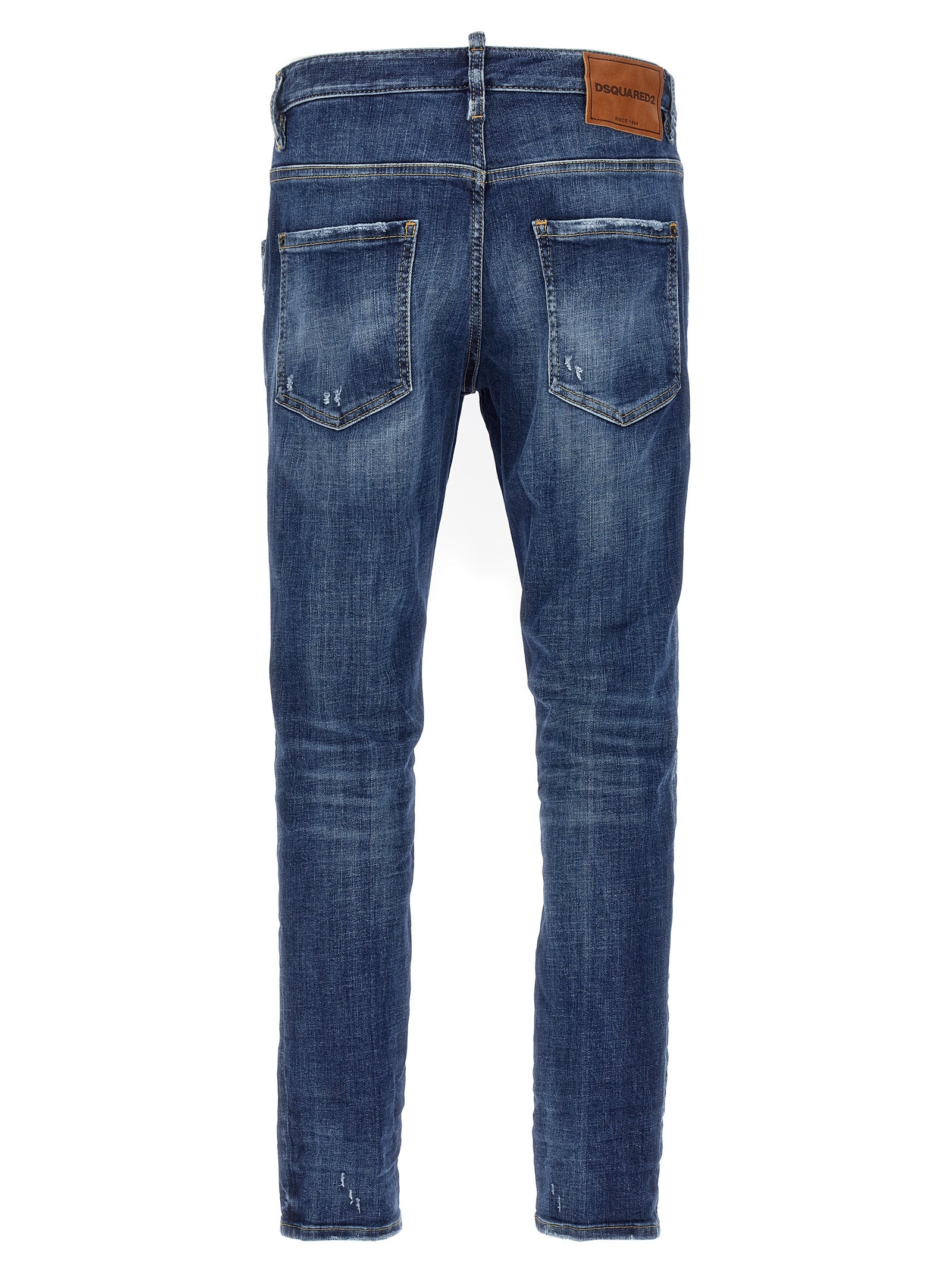 Jeans skinny en coton bleu de Dsquared², coupe ajustée, visible en détail sur l'image.