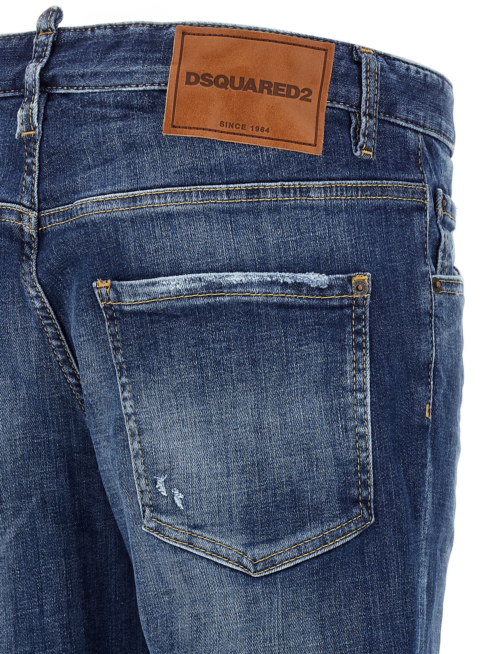 Jeans skinny en coton bleu de la marque Dsquared², ajustés et tendance, visibles sur l'image.