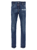 Jeans slim en coton bleu de Dsquared², coupe ajustée, visible avec détails modernes et couture soignée.