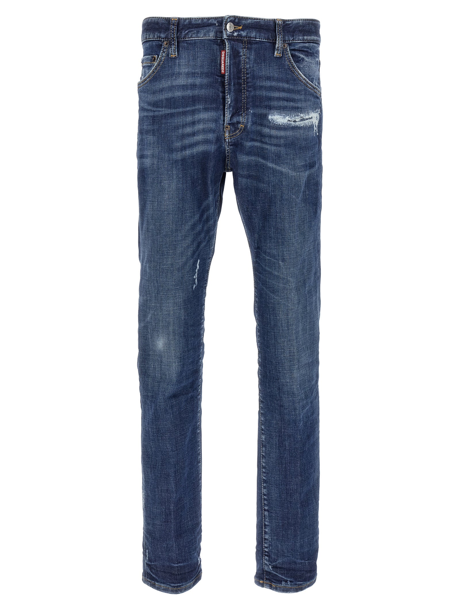Jeans slim en coton bleu de Dsquared², coupe ajustée, visible avec détails modernes et couture soignée.
