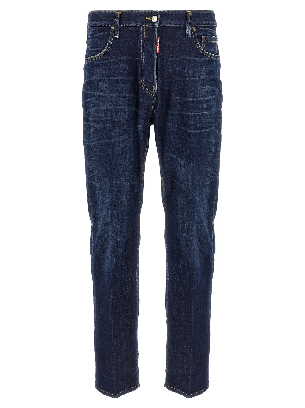 Jeans droits en coton bleu de Dsquared², mode décontractée, visibles avec poches avant et fermeture éclair.