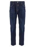 Jeans droits en coton bleu de Dsquared², mode décontractée, visibles avec poches avant et fermeture éclair.