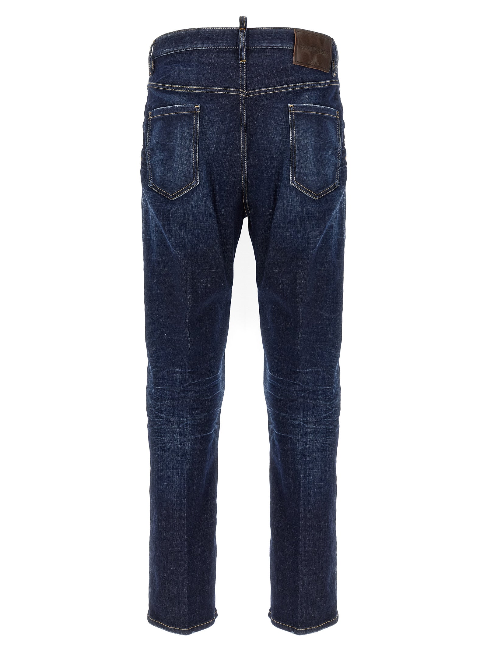 Jeans droits en coton bleu de Dsquared², style décontracté, avec détails classiques et coupe droite.