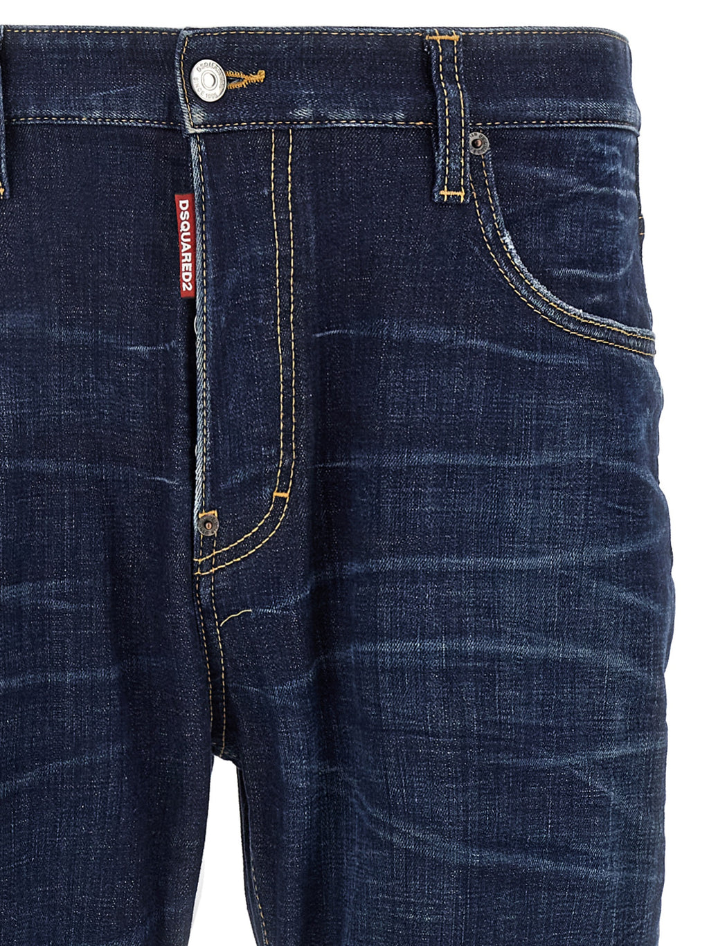 Jeans bleu en coton à coupe droite de Dsquared², style décontracté, visibles avec détails de couture et fermeture éclair.