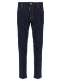 Jeans slim en coton bleu de la marque Dsquared², coupe ajustée, détails modernes et style casual.