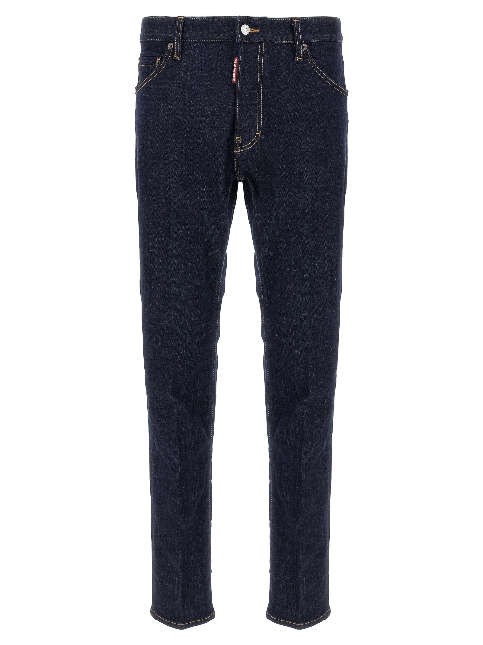 Jeans slim en coton bleu de la marque Dsquared², coupe ajustée, détails modernes et style casual.
