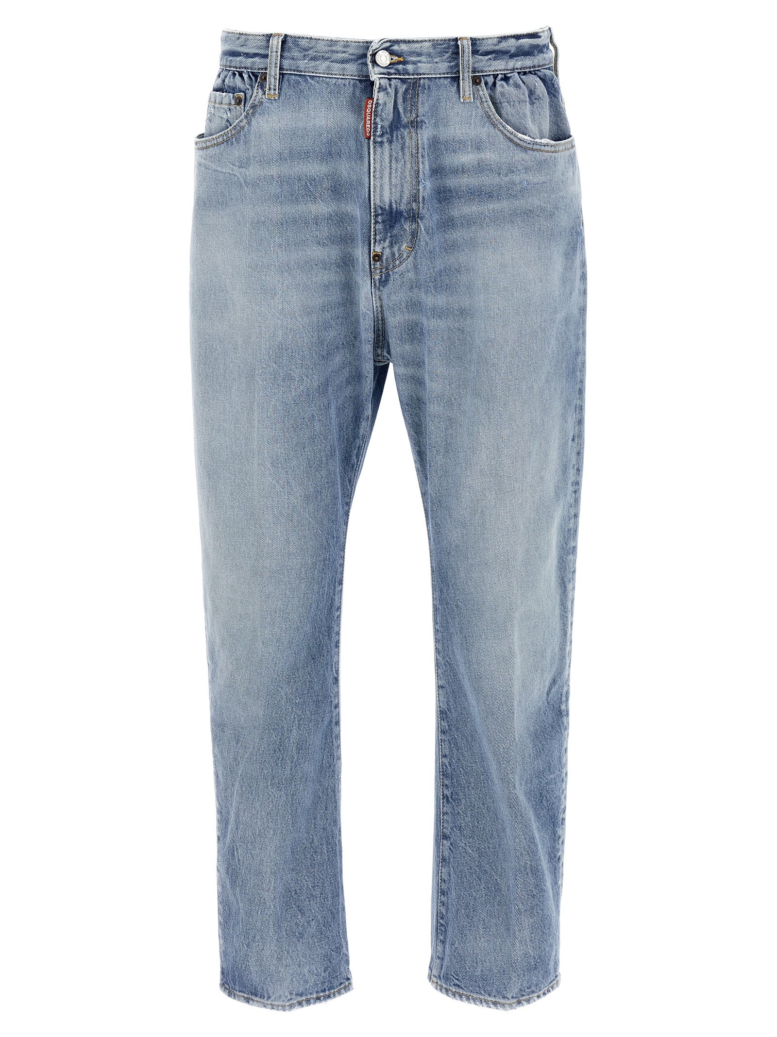 Jeans en coton bleu détendu de Dsquared², coupe relaxée, visibles avec détails de couture et finition classique.