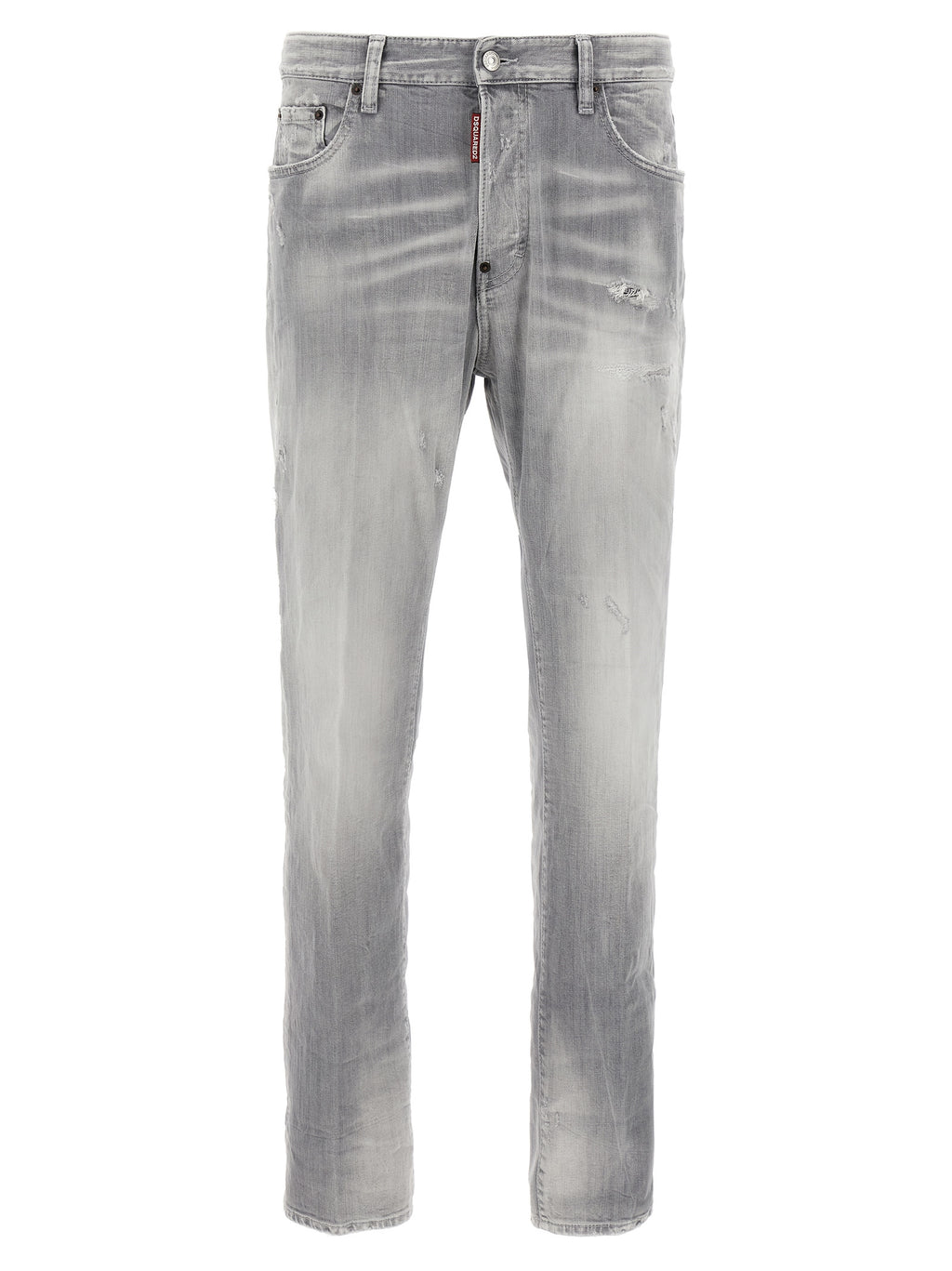 Jeans droits en coton gris de Dsquared², style décontracté, visibles avec une coupe droite et détails classiques.