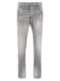 Jeans droits en coton gris de Dsquared², style décontracté, visibles avec une coupe droite et détails classiques.