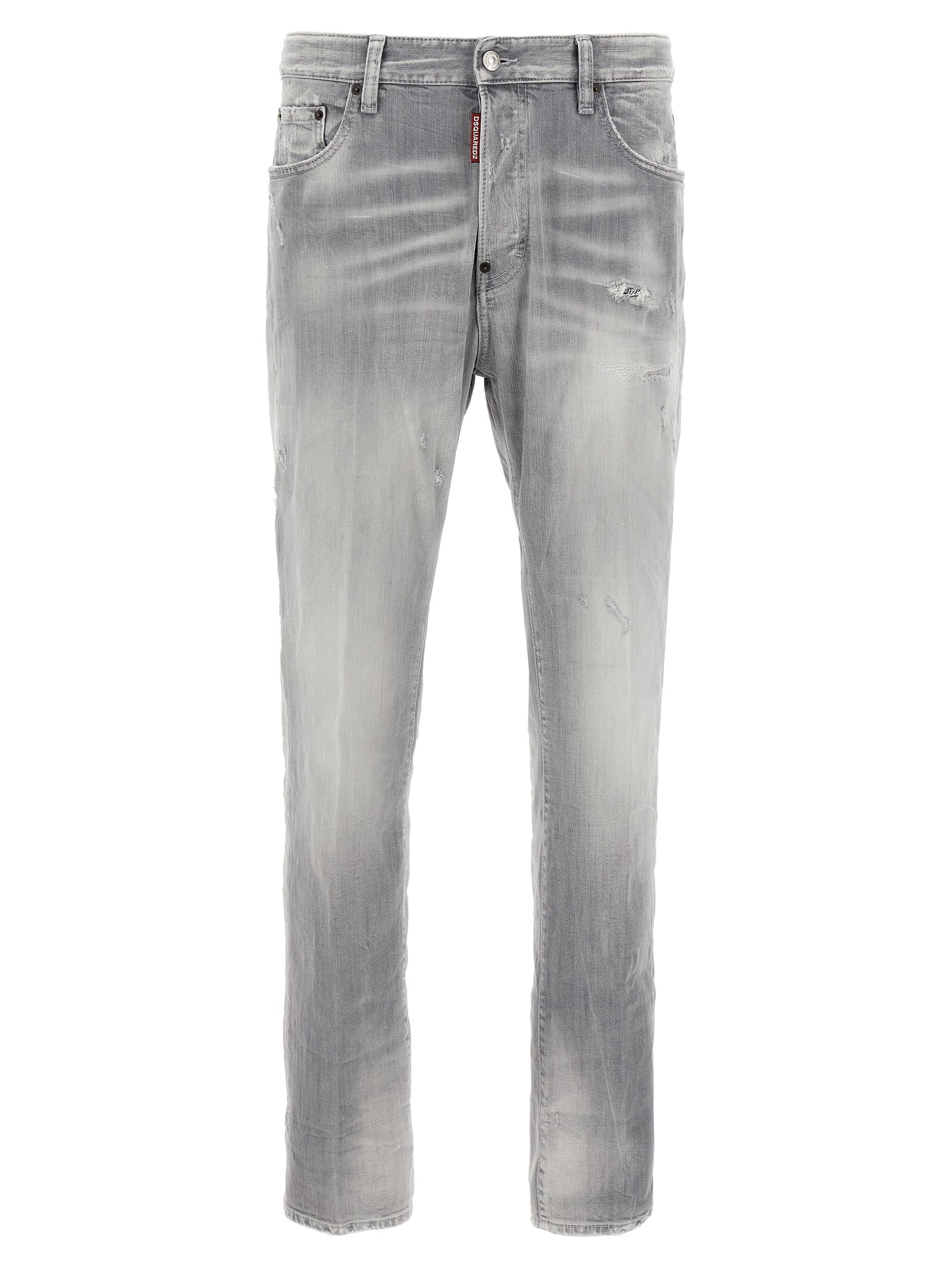 Jeans droits en coton gris de Dsquared², style décontracté, visibles avec une coupe droite et détails classiques.